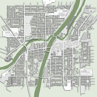 COLOURED ROAD MAP OF WELLAND, CANADA BY MAPBAKES