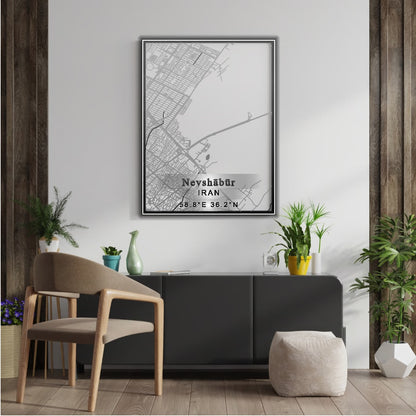 ROAD MAP OF NEYSHABUR, IRAN BY MAPBAKES