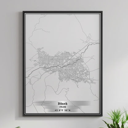 ROAD MAP OF BANEH, IRAN BY MAPBAKES