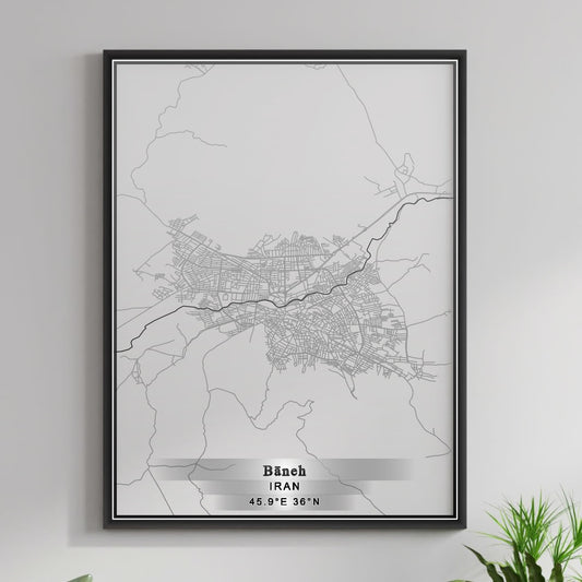 ROAD MAP OF BANEH, IRAN BY MAPBAKES