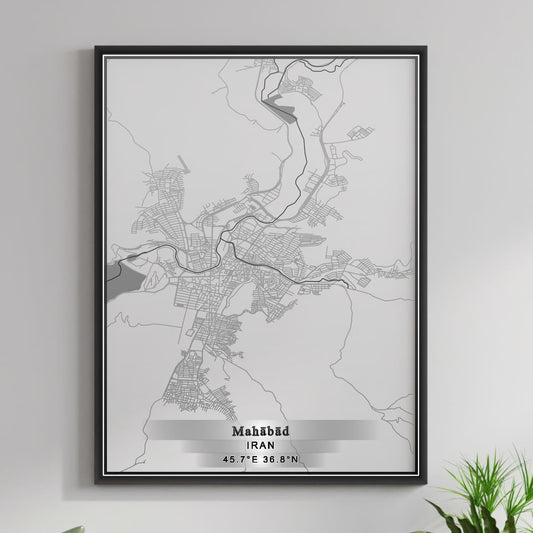 ROAD MAP OF MAHABAD, IRAN BY MAPBAKES