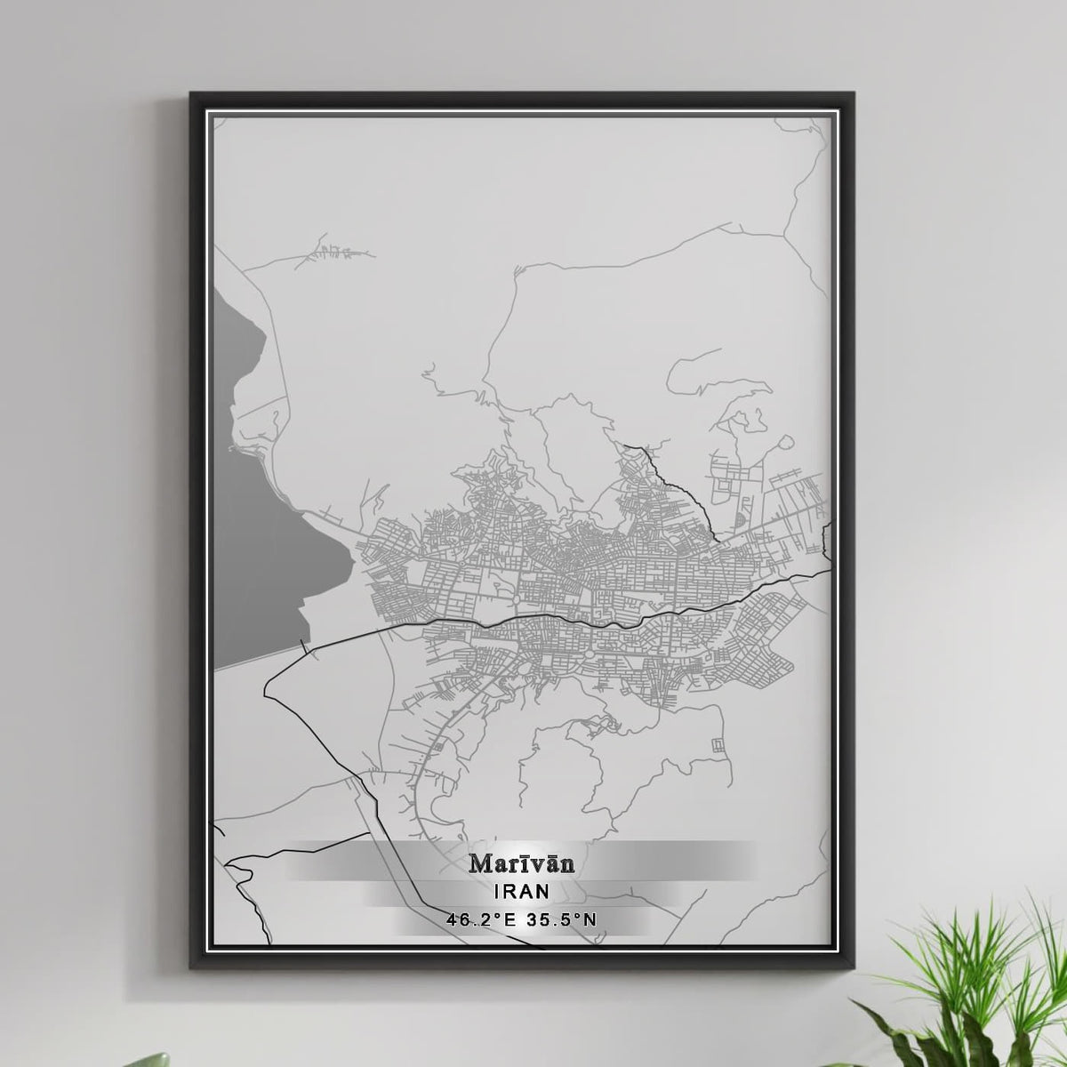 ROAD MAP OF MARIVAN, IRAN BY MAPBAKES