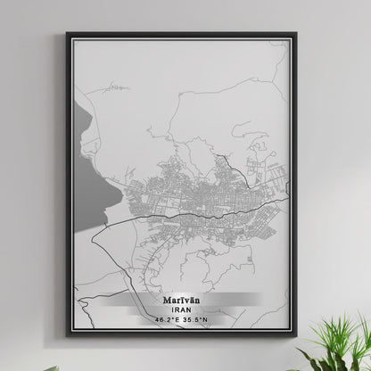 ROAD MAP OF MARIVAN, IRAN BY MAPBAKES