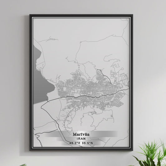 ROAD MAP OF MARIVAN, IRAN BY MAPBAKES