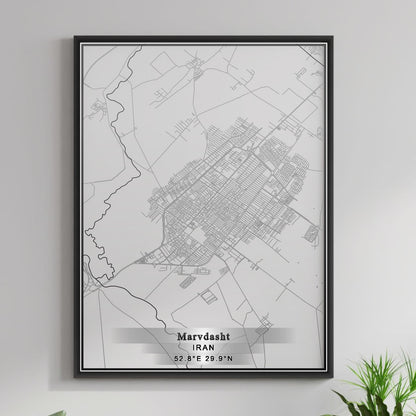 ROAD MAP OF MARVDASHT, IRAN BY MAPBAKES