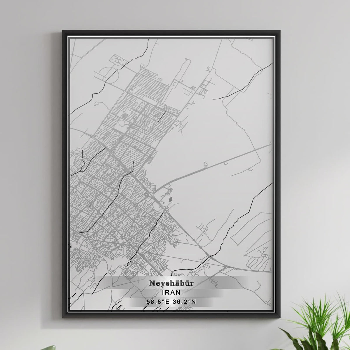 ROAD MAP OF NEYSHABUR, IRAN BY MAPBAKES