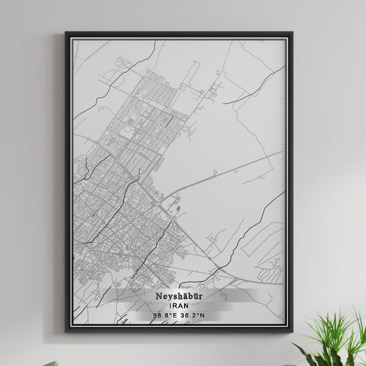 ROAD MAP OF NEYSHABUR, IRAN BY MAPBAKES