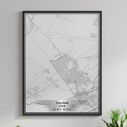 ROAD MAP OF QARCHAK, IRAN BY MAPBAKES