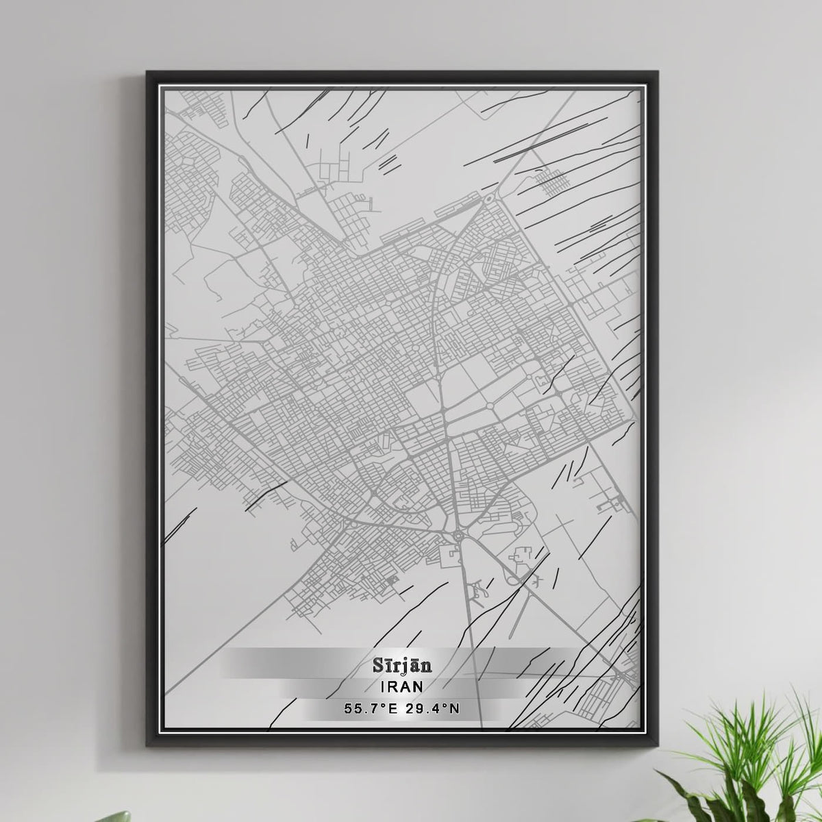 ROAD MAP OF SIRJAN, IRAN BY MAPBAKES