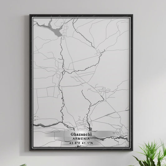 ROAD MAP OF GHAZANCHI, ARMENIA BY MAPBAKES