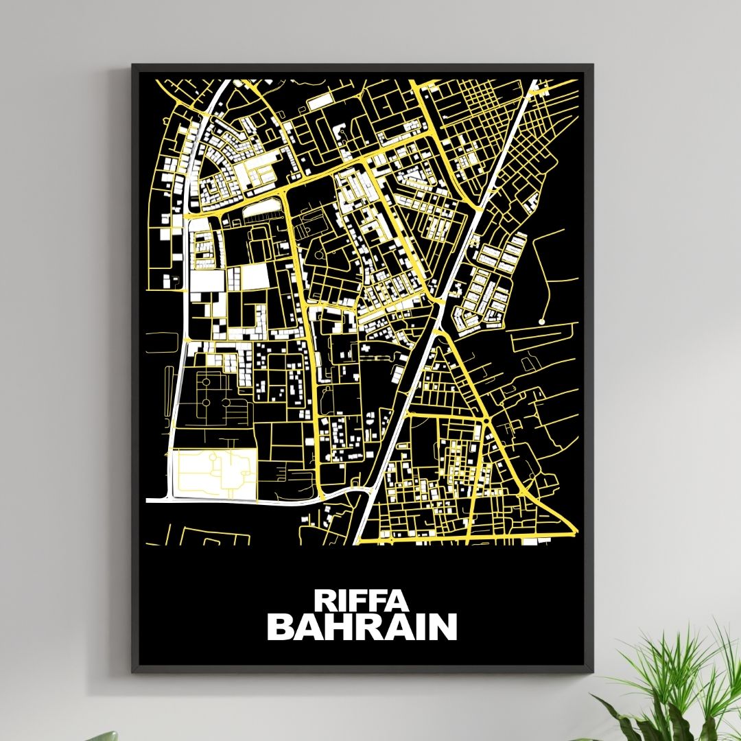 COLOURED ROAD MAP OF RIFFA, BAHRAIN BY MAPBAKES