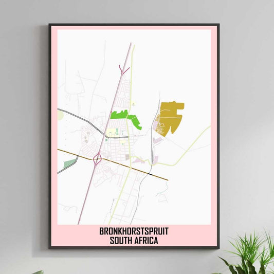 COLOURED ROAD MAP OF BRONKHORSTSPRUIT, SOUTH AFRICA BY MAPBAKES
