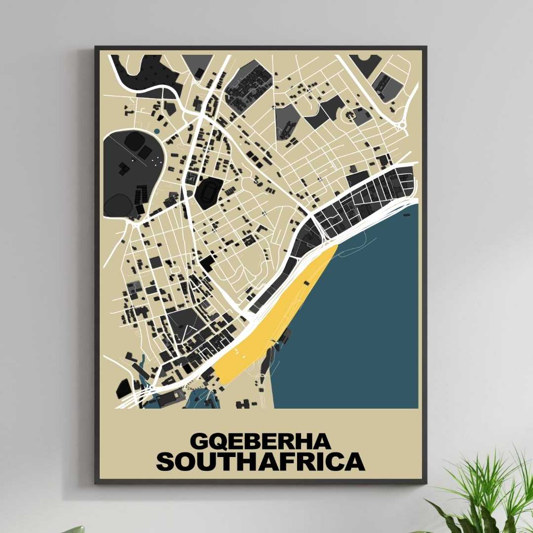 COLOURED ROAD MAP OF GQEBERHA, SOUTH AFRICA BY MAPBAKES