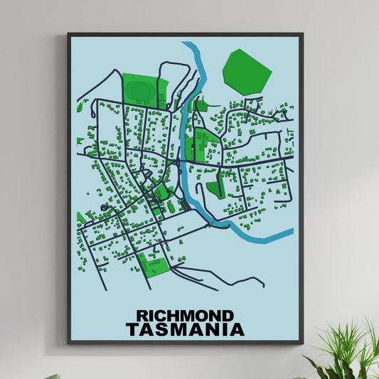 COLOURED ROAD MAP OF RICHMOND, TASMANIA BY MAPBAKES