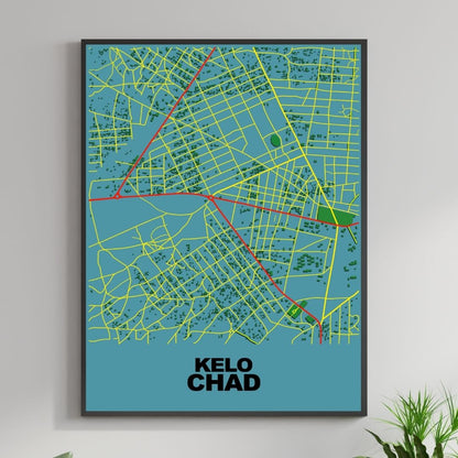 COLOURED ROAD MAP OF KELO, CHAD BY MAPBAKES