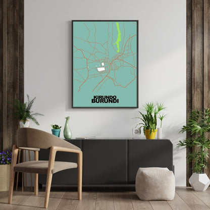 COLOURED ROAD MAP OF KIRUNDO, BURUNDI BY MAPBAKES