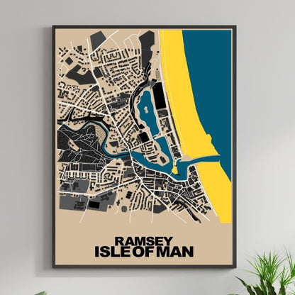 COLOURED ROAD MAP OF RAMSEY, ISLE OF MAN BY MAPBAKES