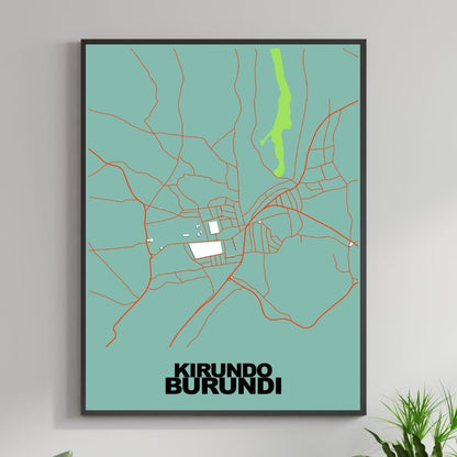 COLOURED ROAD MAP OF KIRUNDO, BURUNDI BY MAPBAKES