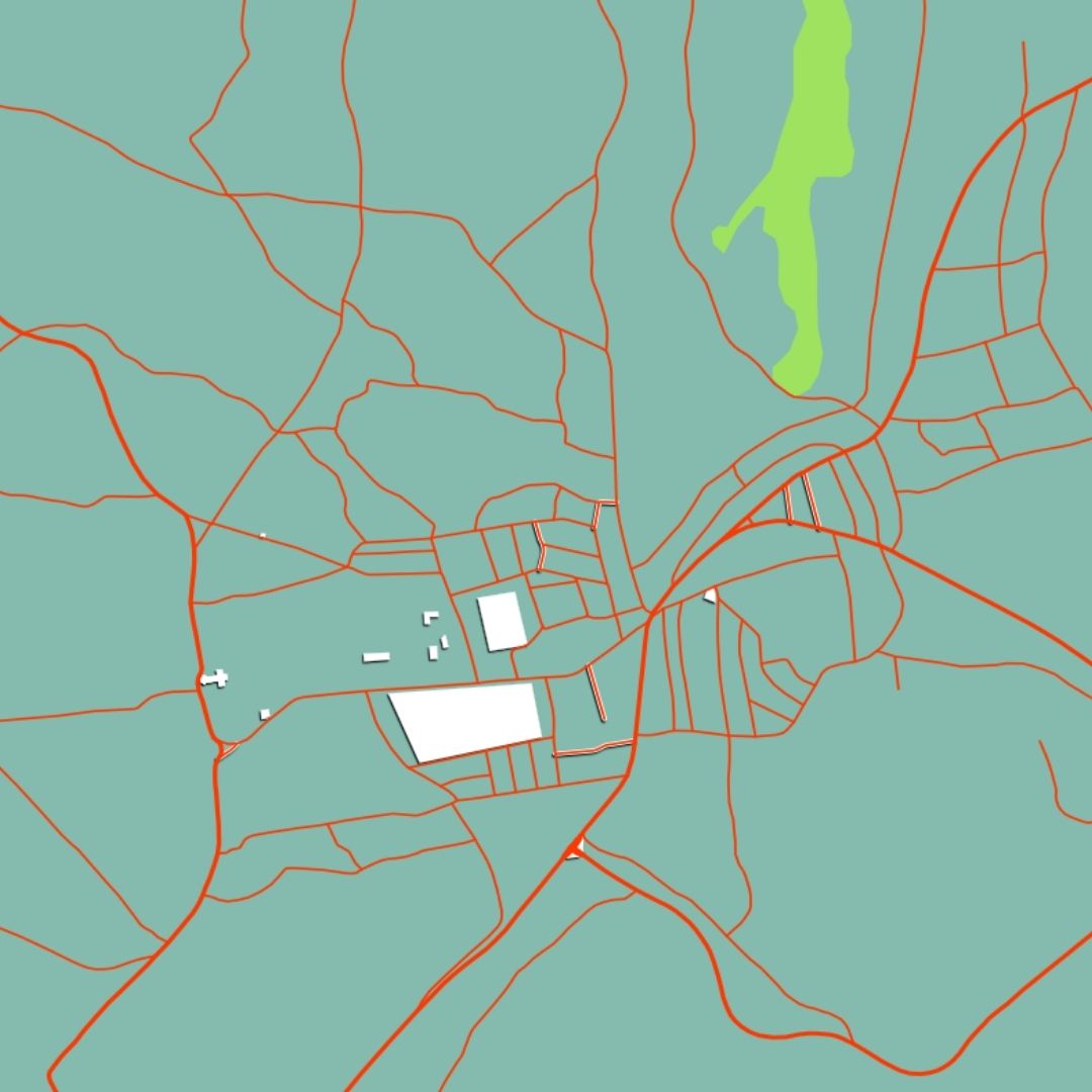 COLOURED ROAD MAP OF KIRUNDO, BURUNDI BY MAPBAKES
