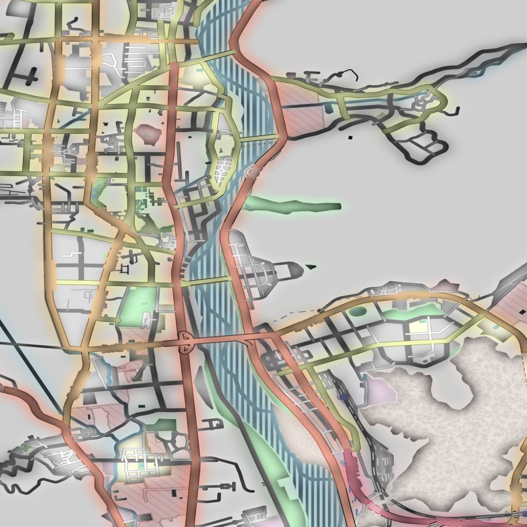 COLOURED ROAD MAP OF LHASA, CHINA BY MAPBAKES