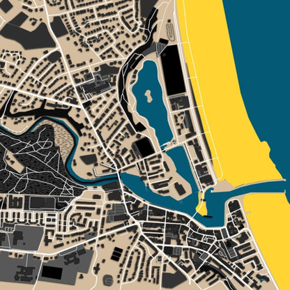 COLOURED ROAD MAP OF RAMSEY, ISLE OF MAN BY MAPBAKES