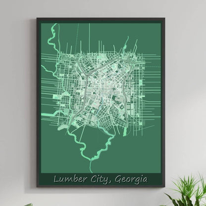 COLOURED ROAD MAP OF LUMBER CITY, GEORGIA BY MAPBAKES