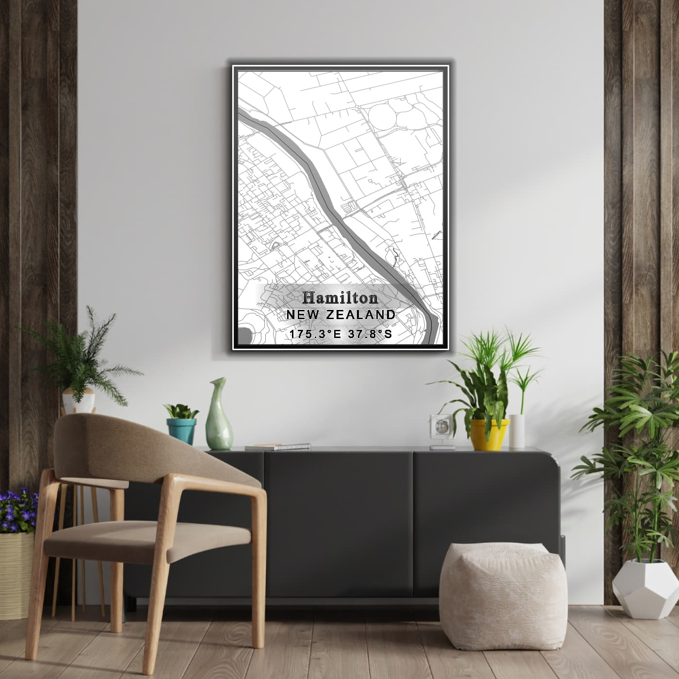 ROAD MAP OF HAMILTON, NEW ZEALAND BY MAPBAKES