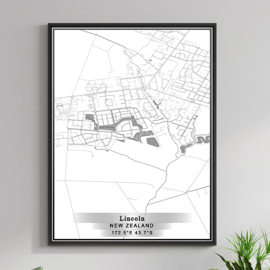 ROAD MAP OF LINCOLN, NEW ZEALAND BY MAPBAKES