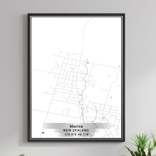 ROAD MAP OF MARTON, NEW ZEALAND BY MAPBAKES
