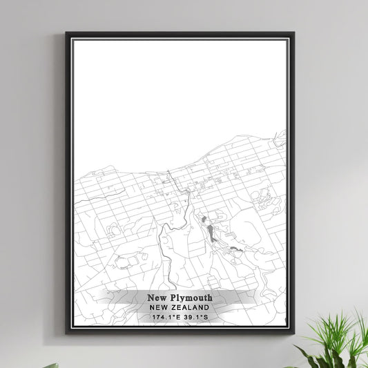 ROAD MAP OF NEW PLYMOUTH, NEW ZEALAND BY MAPBAKES