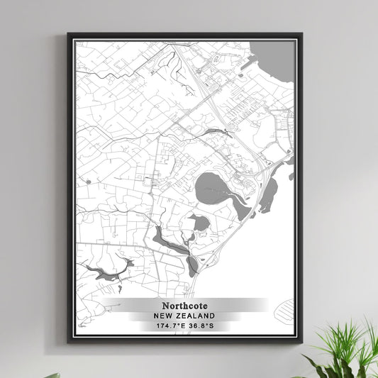 ROAD MAP OF NORTHCOTE, NEW ZEALAND BY MAPBAKES