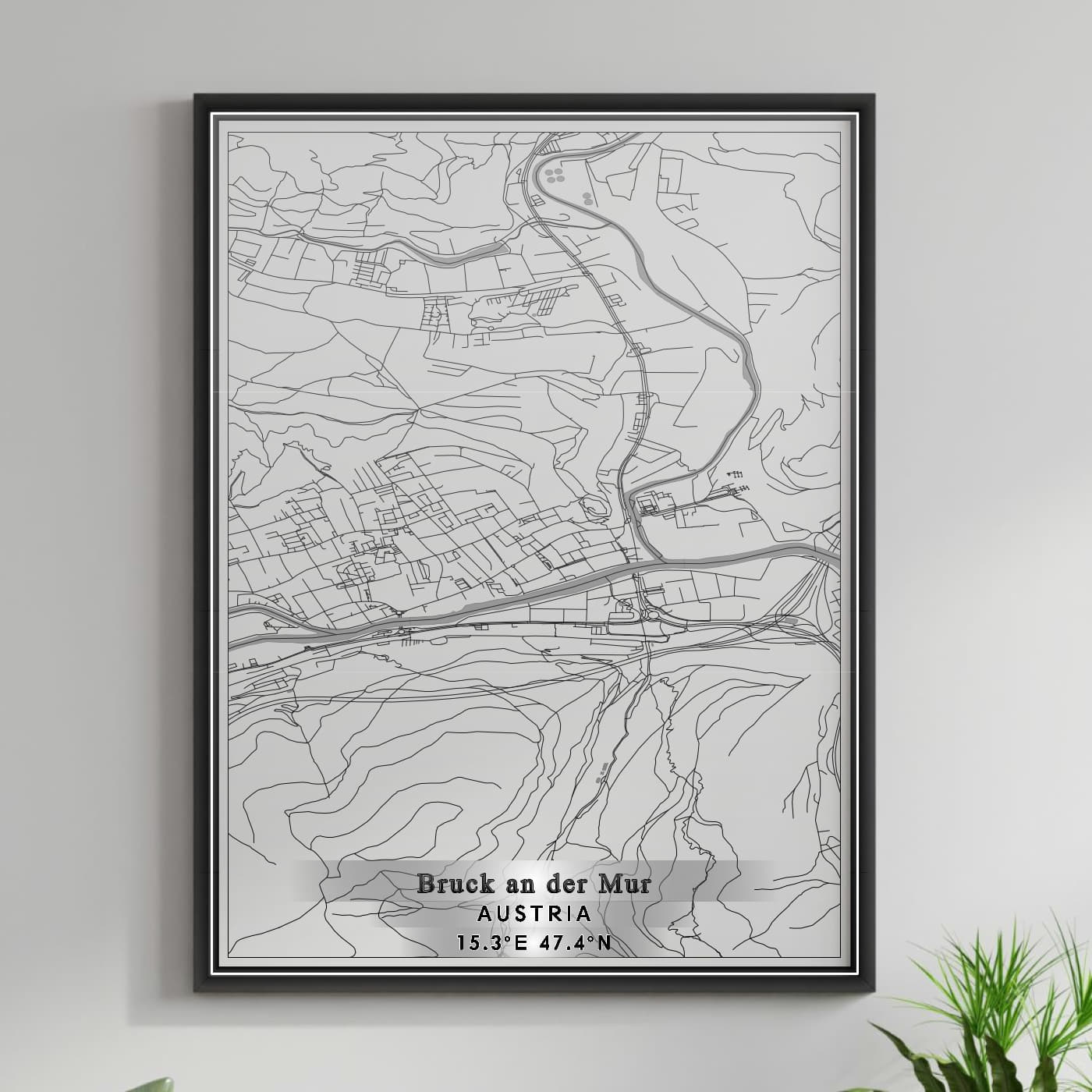 ROAD MAP OF BRUCK AN DER MUR, AUSTRIA BY MAPBAKES