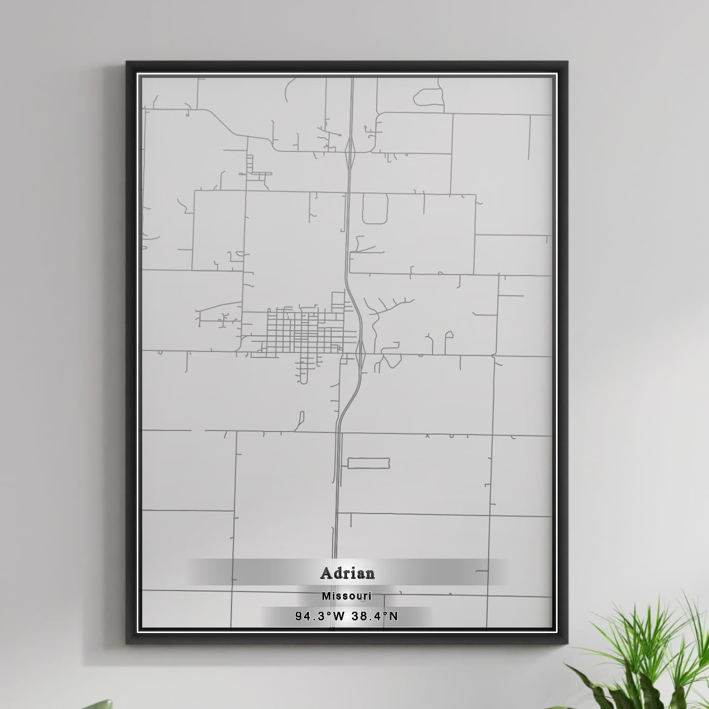 ROAD MAP OF ADRIAN, MISSOURI BY MAPBAKES