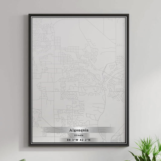 ROAD MAP OF ALGONQUIN, ILLINOIS BY MAPBAKES