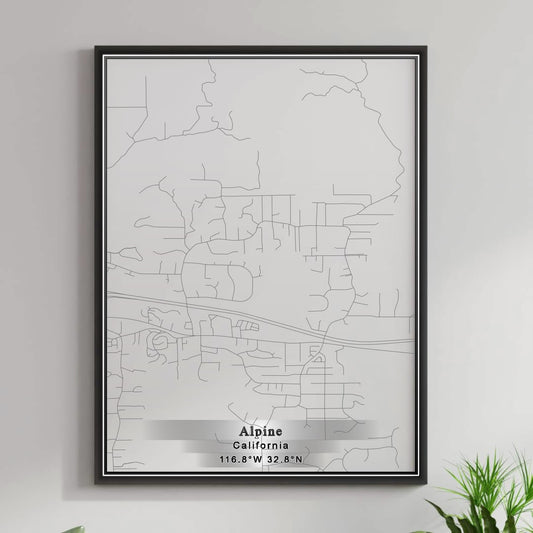 ROAD MAP OF ALPINE, CALIFORNIA BY MAPBAKES