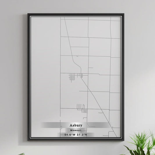 ROAD MAP OF ASBURY, MISSOURI BY MAPBAKES