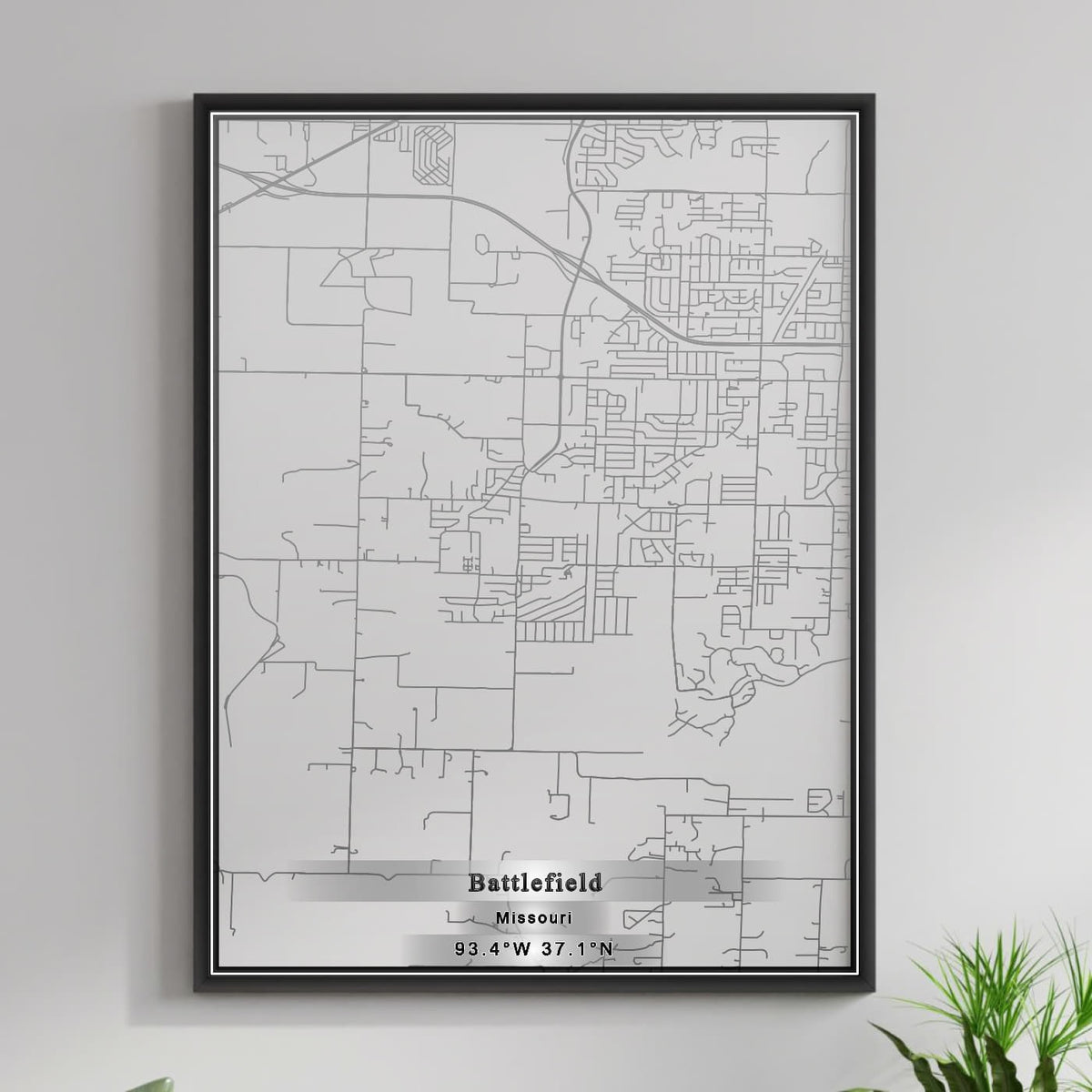 ROAD MAP OF BATTLEFIELD, MISSOURI BY MAPBAKES