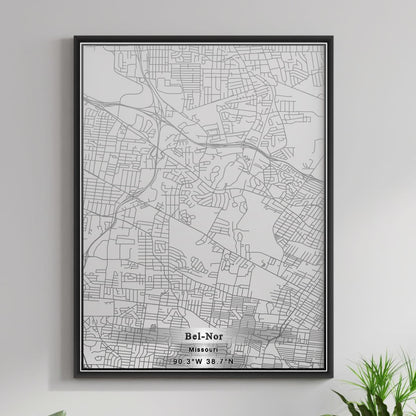 ROAD MAP OF BEL NOR, MISSOURI BY MAPBAKES