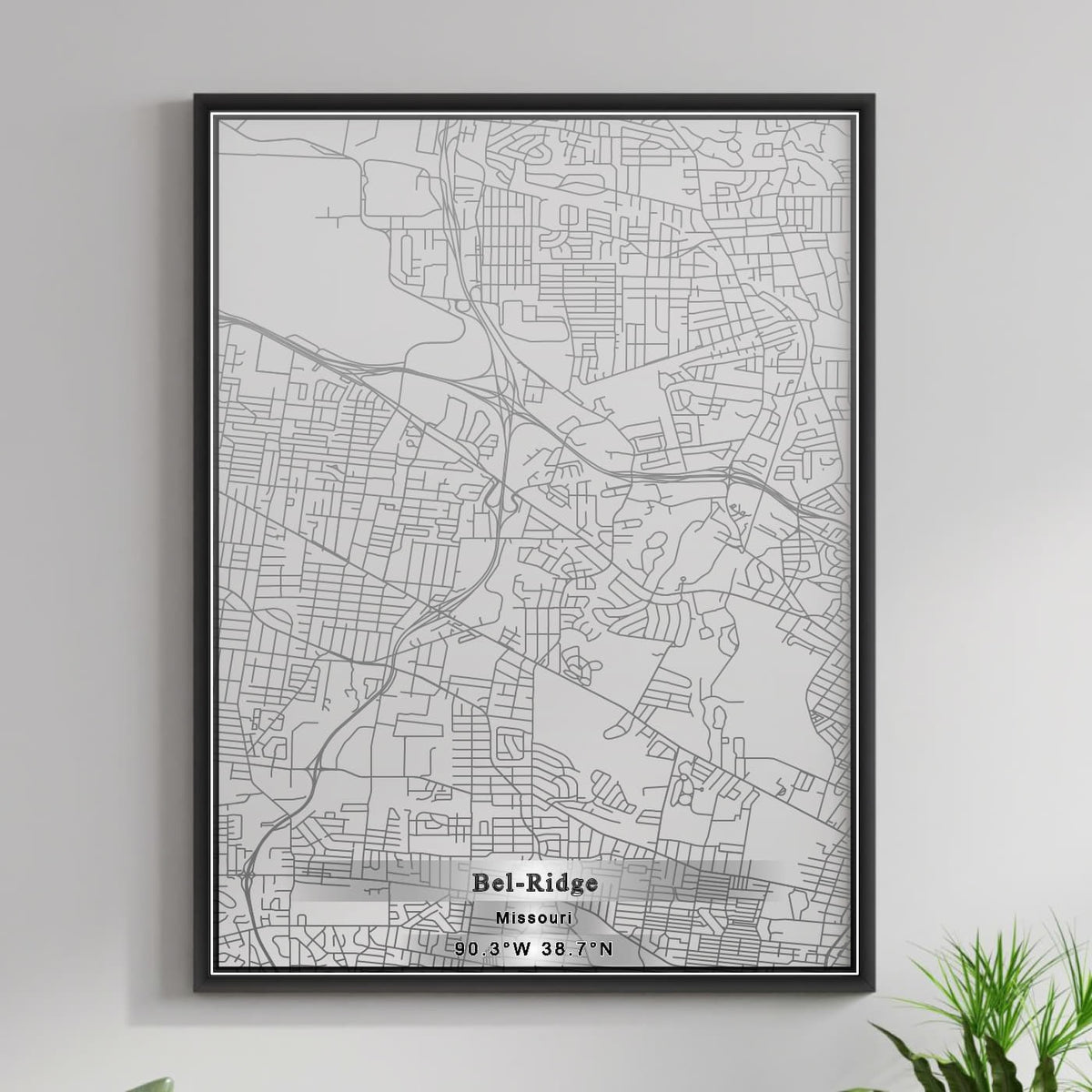 ROAD MAP OF BEL RIDGE, MISSOURI BY MAPBAKES