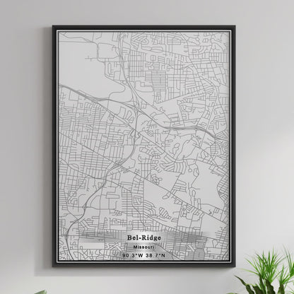 ROAD MAP OF BEL RIDGE, MISSOURI BY MAPBAKES