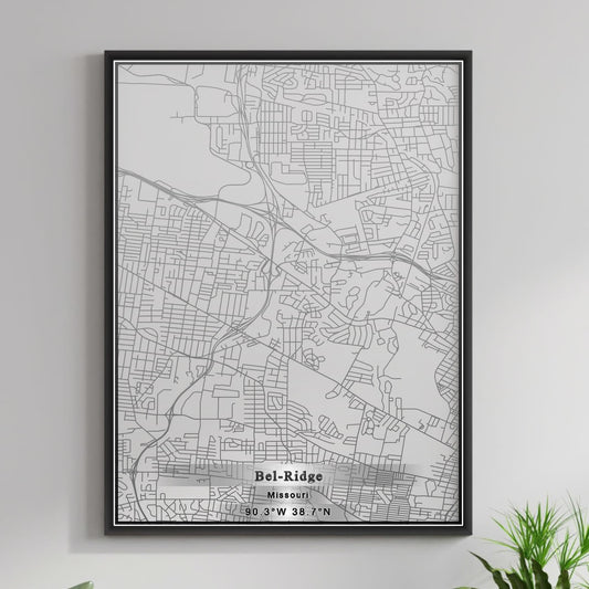 ROAD MAP OF BEL RIDGE, MISSOURI BY MAPBAKES