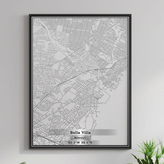 ROAD MAP OF BELLA VILLA, MISSOURI BY MAPBAKES