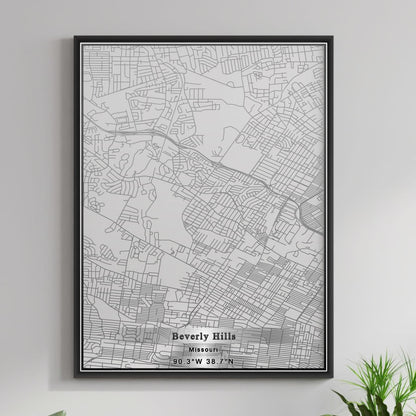 ROAD MAP OF BEVERLY HILLS, MISSOURI BY MAPBAKES