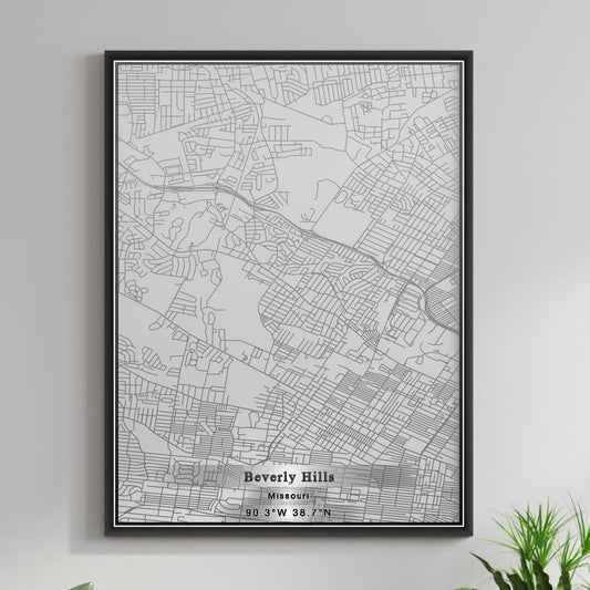ROAD MAP OF BEVERLY HILLS, MISSOURI BY MAPBAKES