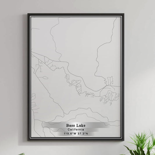 ROAD MAP OF BASS LAKE, CALIFORNIA BY MAPBAKES