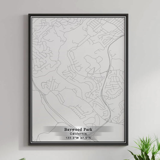 ROAD MAP OF BAYWOOD PARK, CALIFORNIA BY MAPBAKES