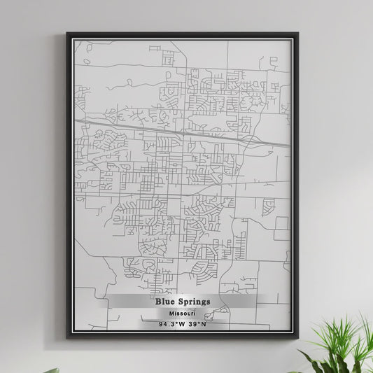 ROAD MAP OF BLUE SPRINGS, MISSOURI BY MAPBAKES