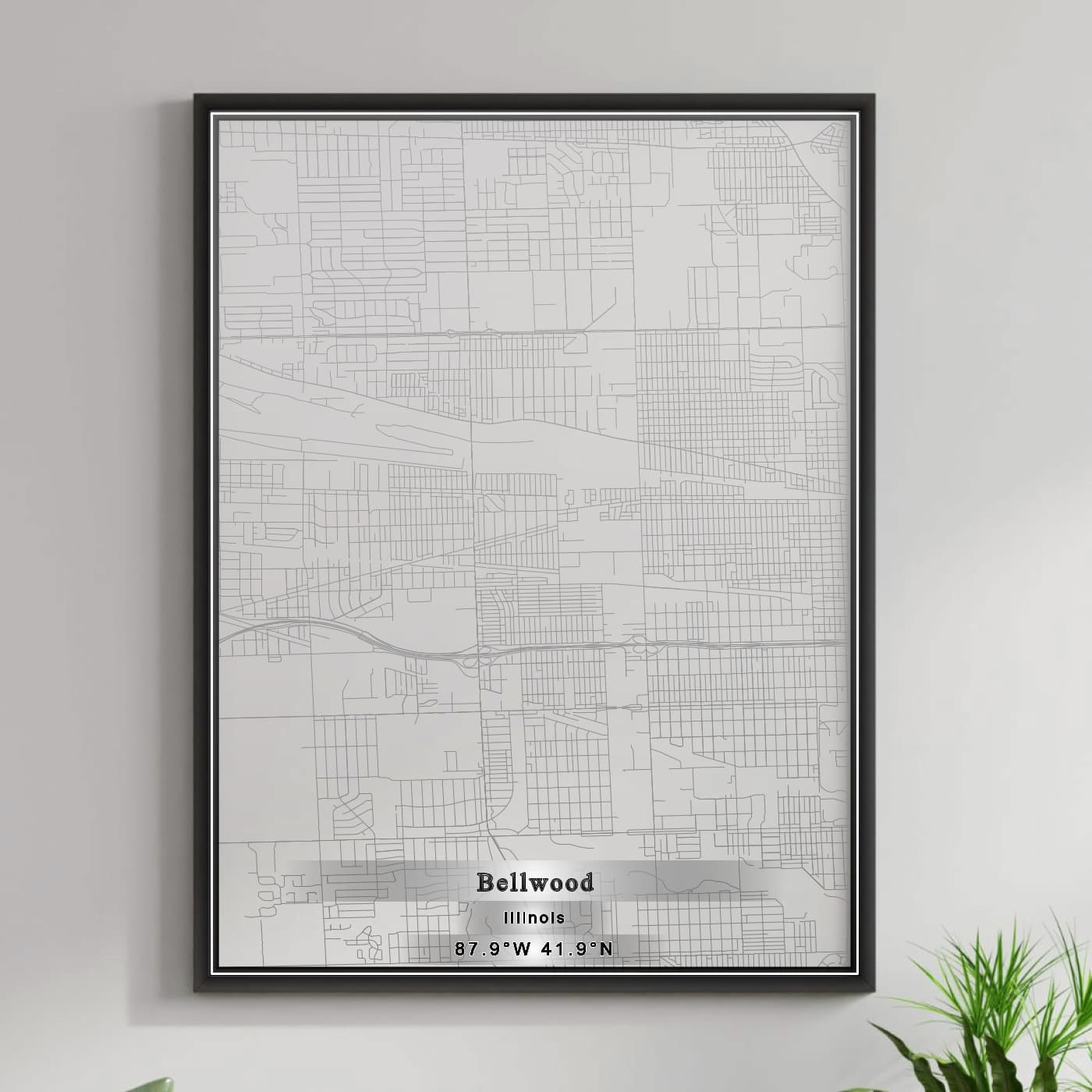 ROAD MAP OF BELLWOOD, ILLINOIS BY MAPBAKES