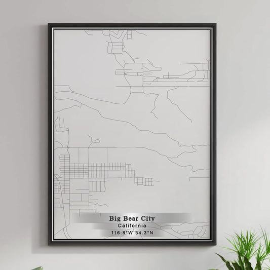 ROAD MAP OF BIG BEAR CITY, CALIFORNIA BY MAPBAKES