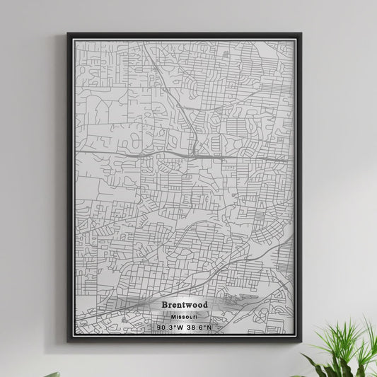 ROAD MAP OF BRENTWOOD, MISSOURI BY MAPBAKES